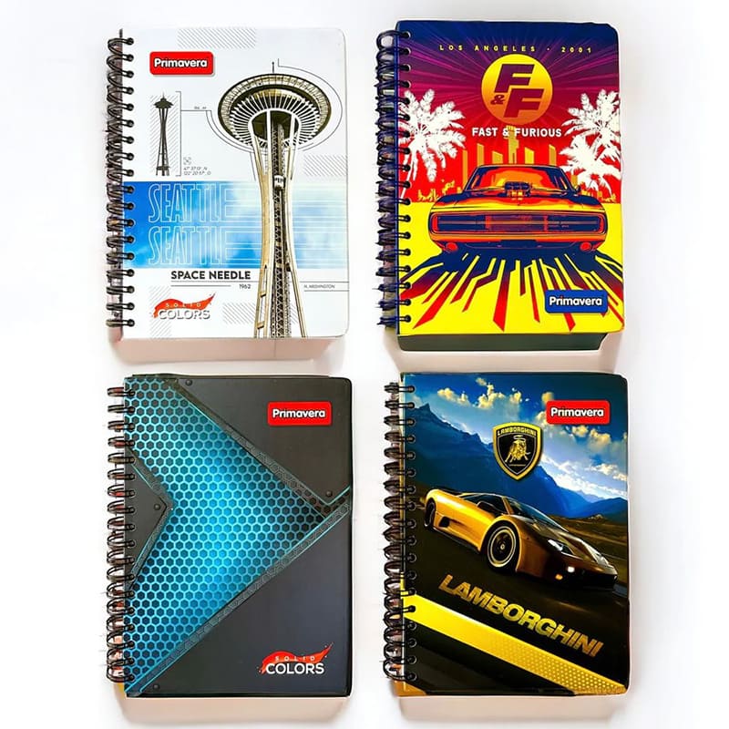 Cuaderno 95 argollado 7 materias cuadros Primavera
