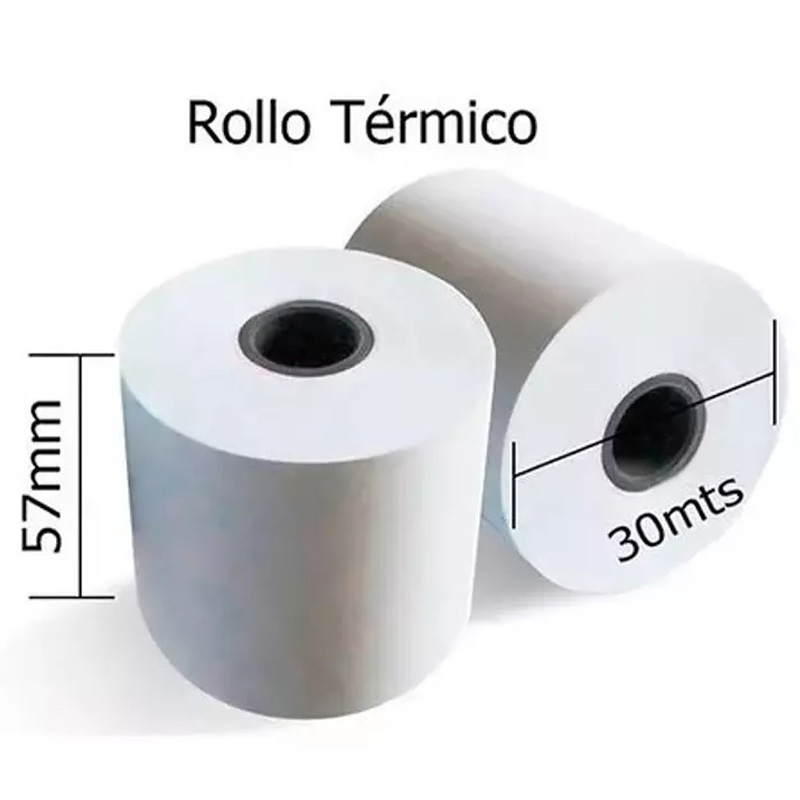 Rollo térmico para registradora y datáfono de 57mmx30mts PQ8