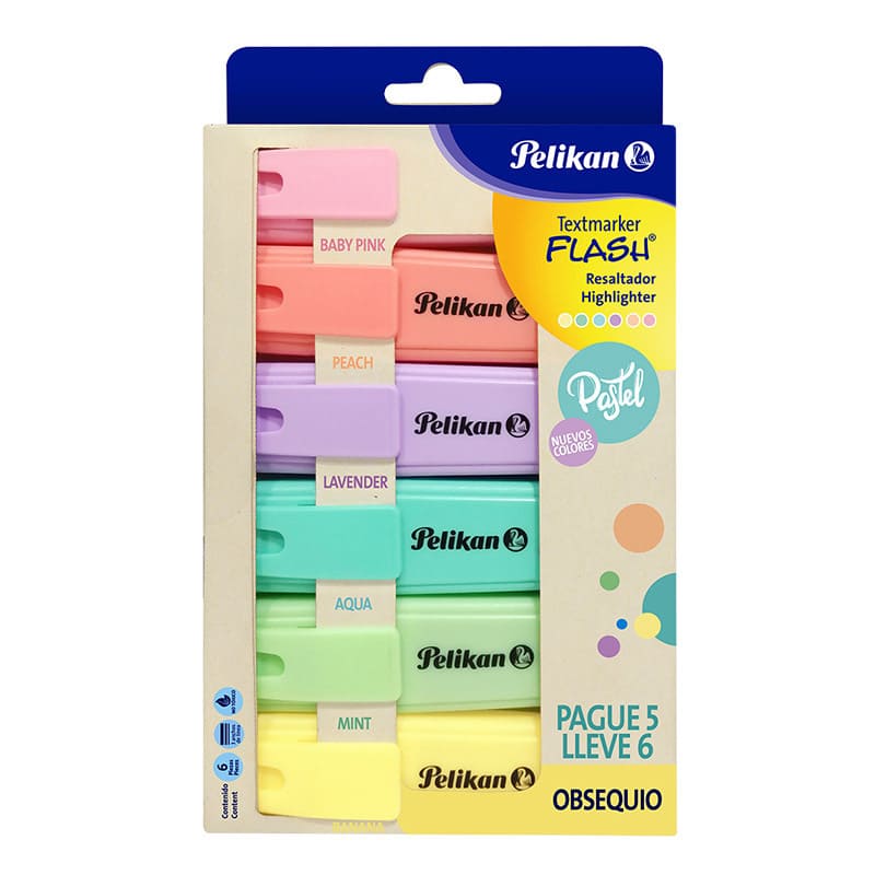 ESTUCHE RESALTADOR PELIKAN FLASH PASTEL PQX6UNDS