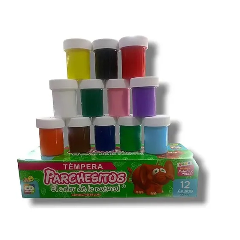 TEMPERAS PARCHESITOS CAJAX12UNDS