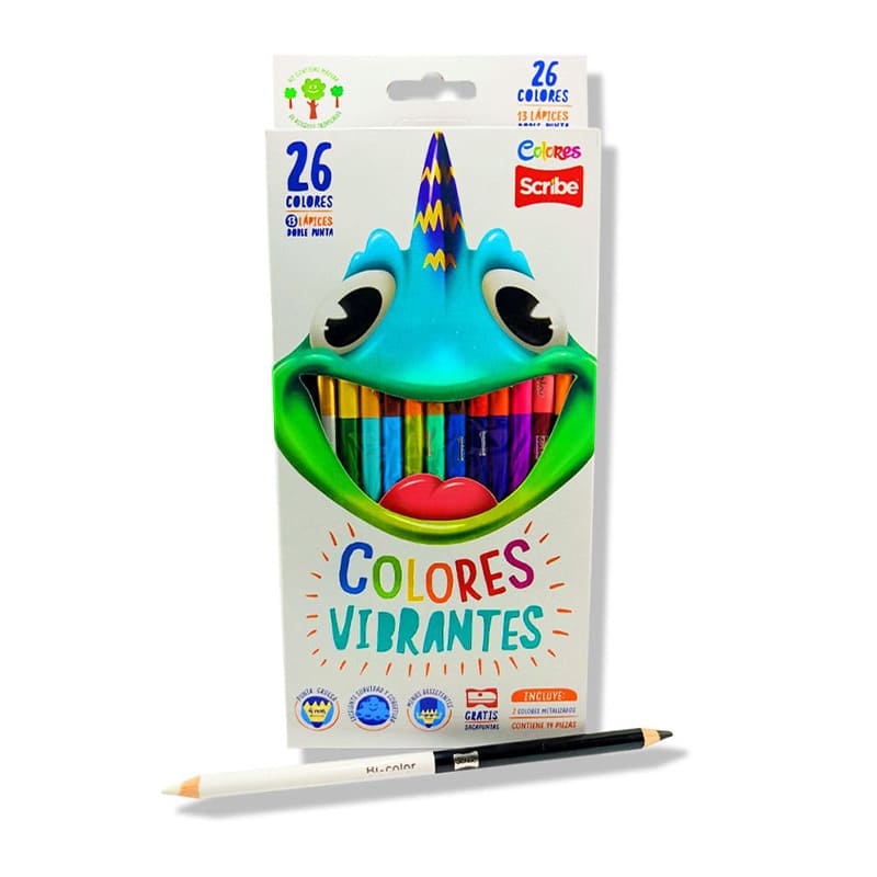 COLOR COLORES VIBRANTES DOBLE PUNTA 13=26 COLORES SCRIBE