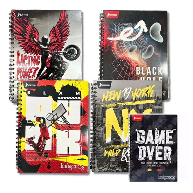 Cuaderno grande 105 CUADROS 80 hojas IMAGENES NORMA (hombre)