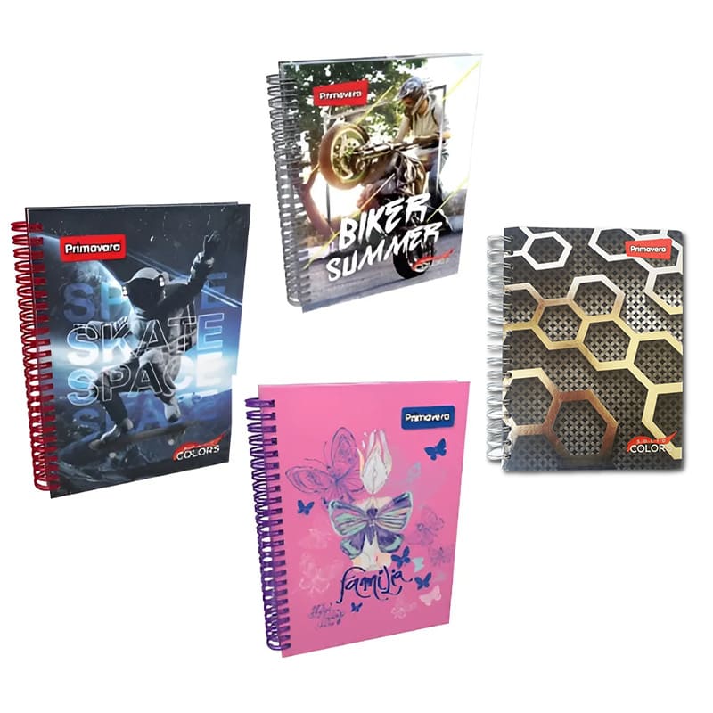 Cuaderno 95 ARGOLLADO 5 materias cuadros PRIMAVERA