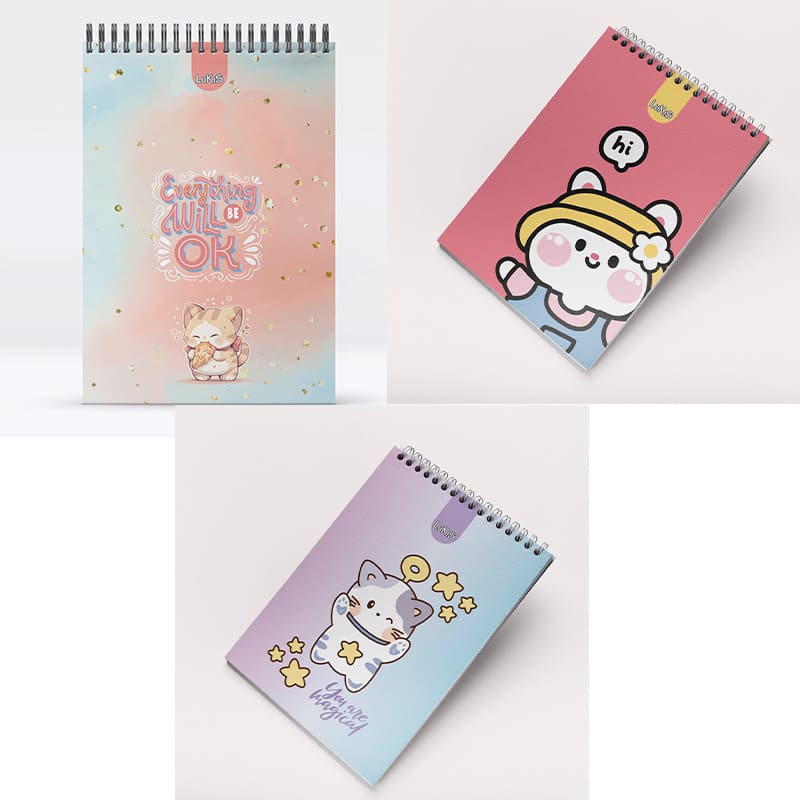 Cuaderno Argollado vertical cuadros LUKIS MUÑECO pasta dura