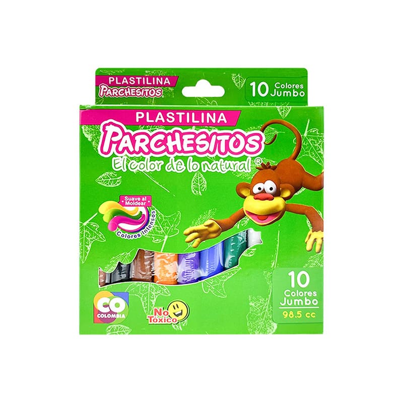 PLASTILINA PARCHESITOS X 10 COLORES JUMBO