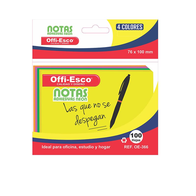 TACO ADHESIVO OFFI‐ESCO OE‐366 76X100MM 100HOJAS