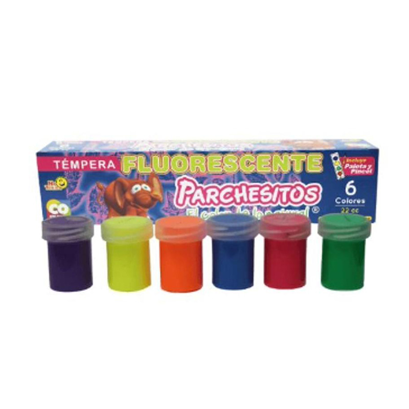 TEMPERAS FLUORESCENTE PARCHESITOS CAJAX6UNDS