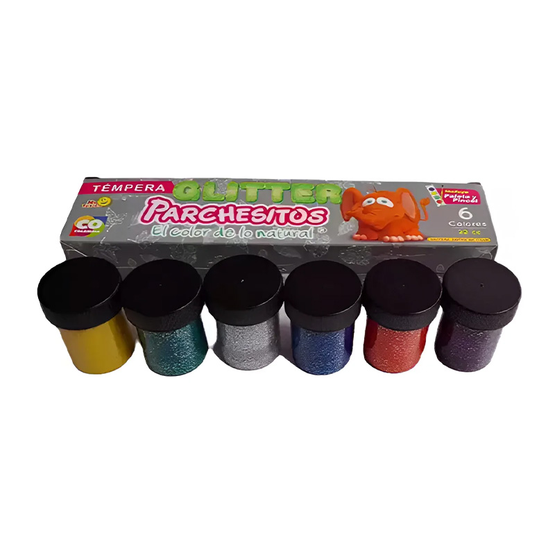 TEMPERAS GLITTER PARCHESITOS CAJAX6UNDS